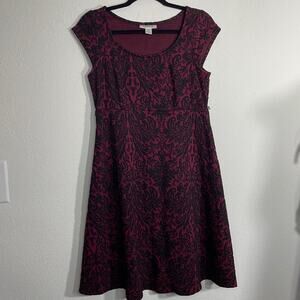 Motherhood Maternity Red Black Floral Dress Small Cap Sleeve